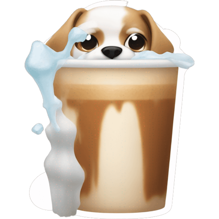 dog with an iced latte aesthetic emoji