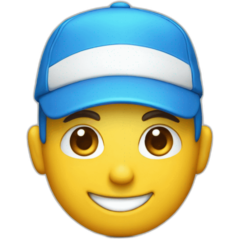 face smiling with a white cap and a blue shirt emoji