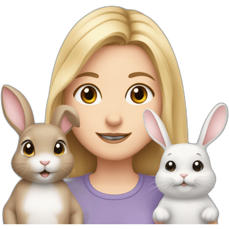 White Girl anD two bunnies emoji