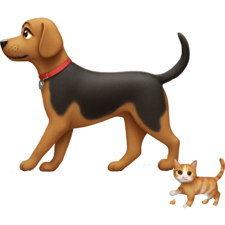 a dog walking a cat  emoji