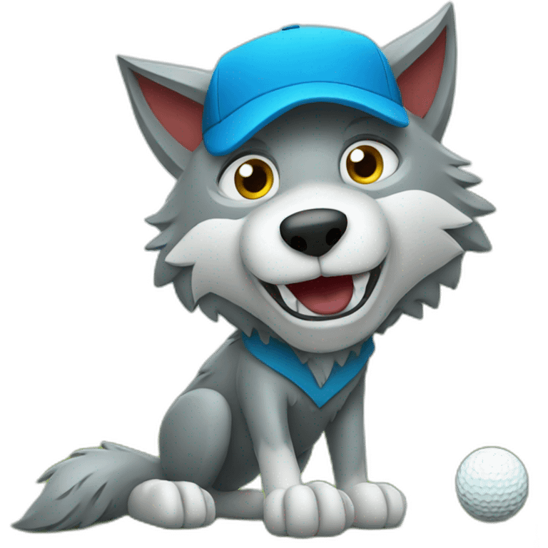 Wolf playing golf emoji