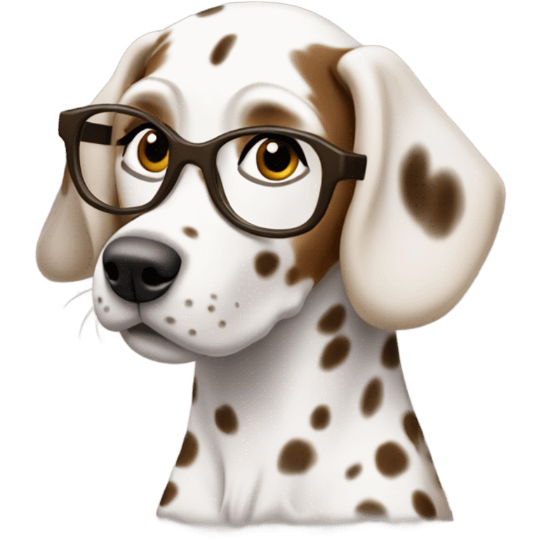 Dalmatian-with-cute-woman brown hair glasses emoji