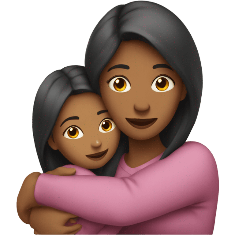 Mother huggings with a girl emoji