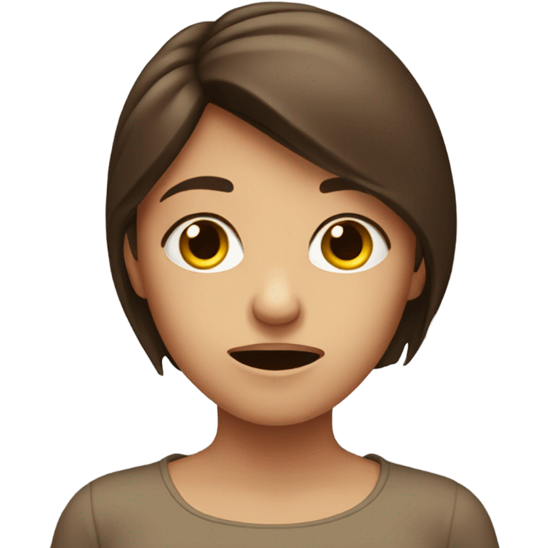 girl with brown hamaking disgusted face emoji