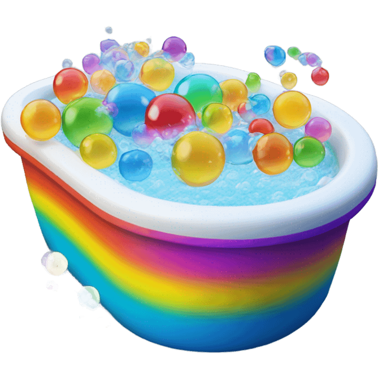 Rainbow jacuzzi overflowing with many bubbles  emoji