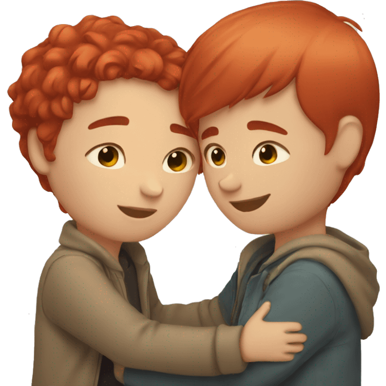 Couple hug boy short hair girl Red hair  emoji