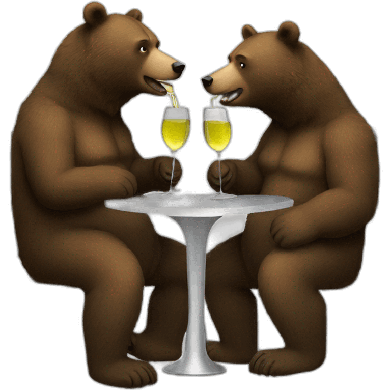 two bears drinking white wine metal table emoji