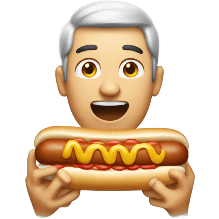 Man sucking on a hotdog emoji