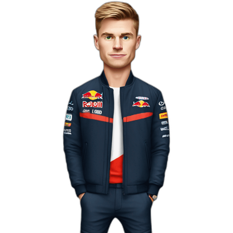 max verstappen avec une veste ferrarie rouge emoji