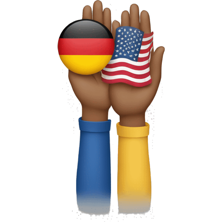 holding america and german flag in two hands emoji