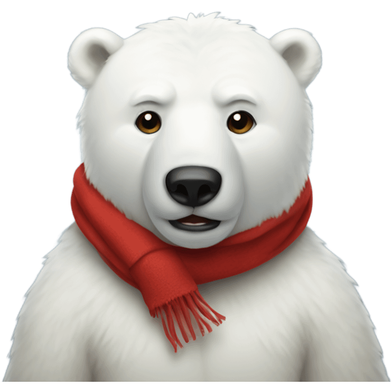 Polar bear with red scarf around its neck  emoji