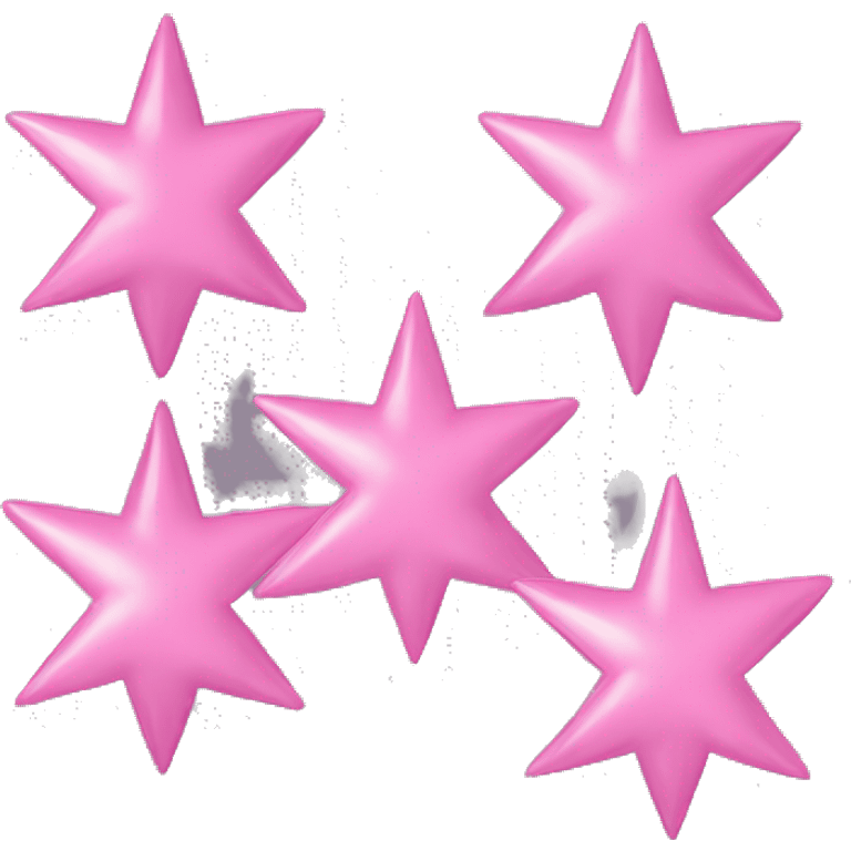 Three small pink , 4-pointed stars grouped together. The stars have a slightly elongated shape, giving them a twinkling effect. They vary in size, with the largest star in the center and two smaller stars on either side.  emoji