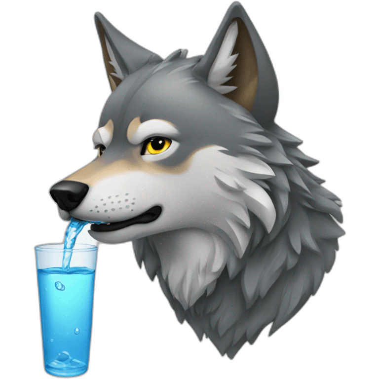 wolf drinking water emoji