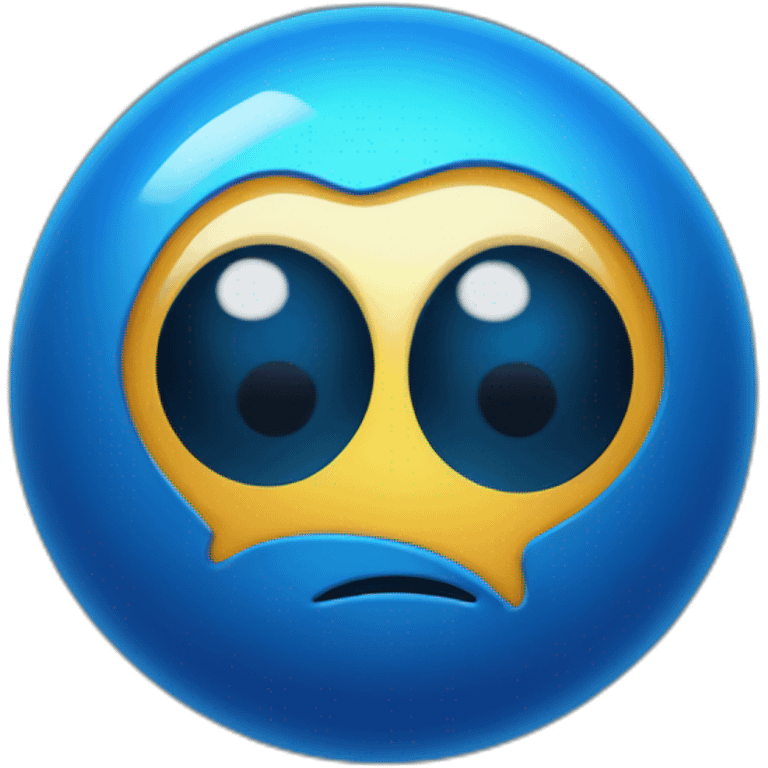 electric blue ball with single eye and hair emoji