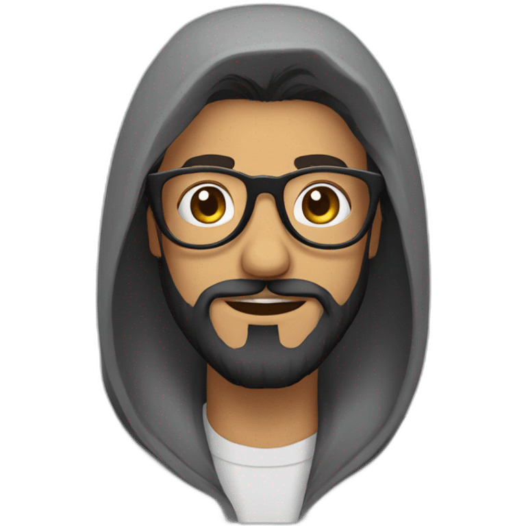 Bearded arab man with glasses and a Yorkie dog emoji