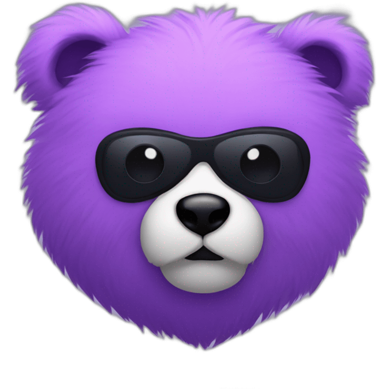 Purple furry bear head with a black eye patch only on one eye emoji