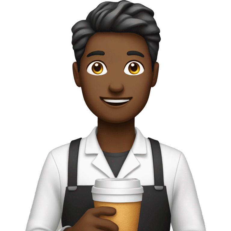 barista holding coffee and croissant emoji