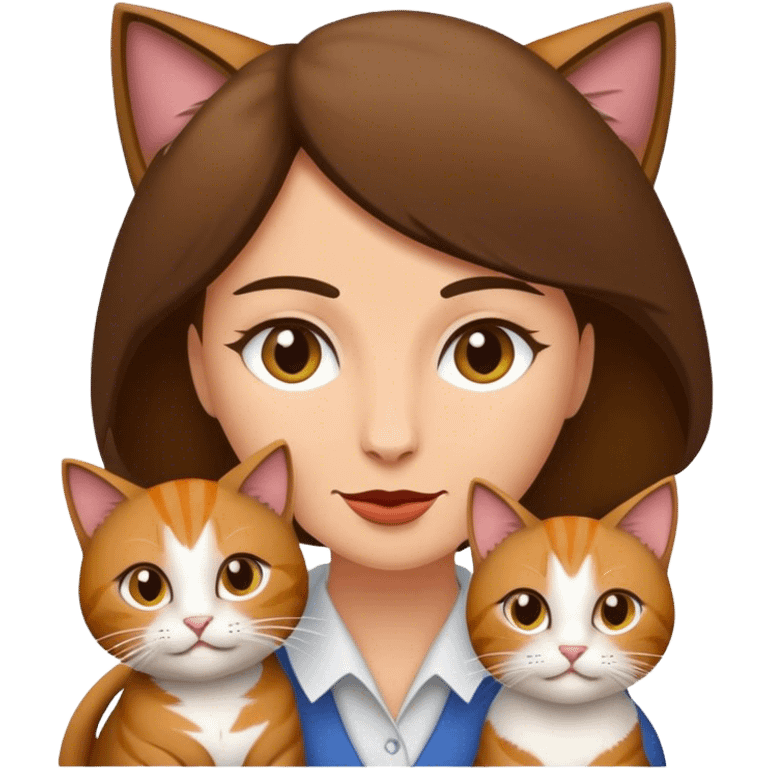 Eine Brünette trägt zwei Katzen  emoji