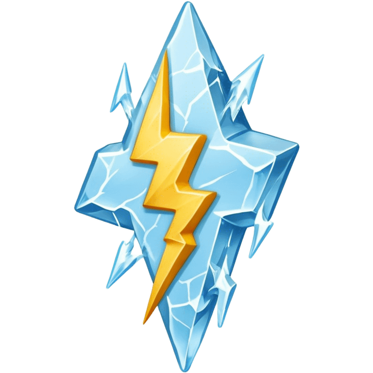 Chunky simple Lightning bolt with only four sides made of ice emoji