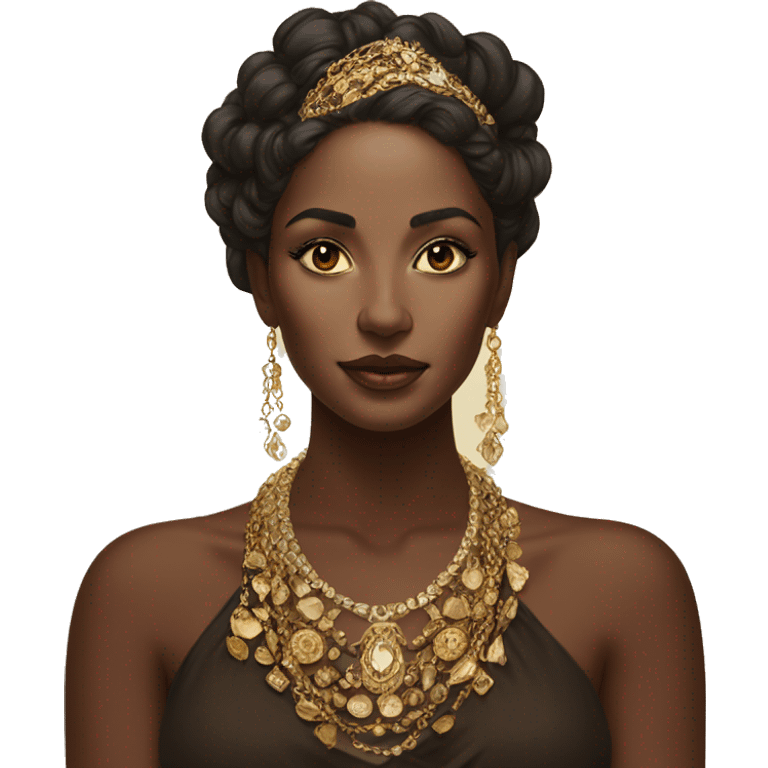 Portrait of stunning brown beauty with gold jewellery  emoji