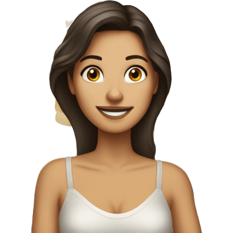 Brunette woman loves cheese emoji