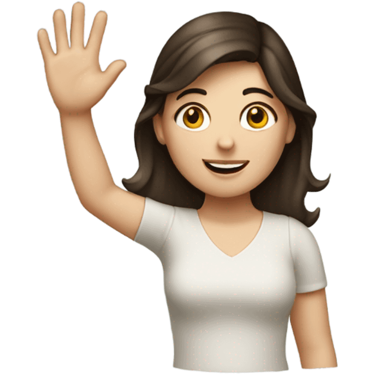 Brunette white girl waving emoji