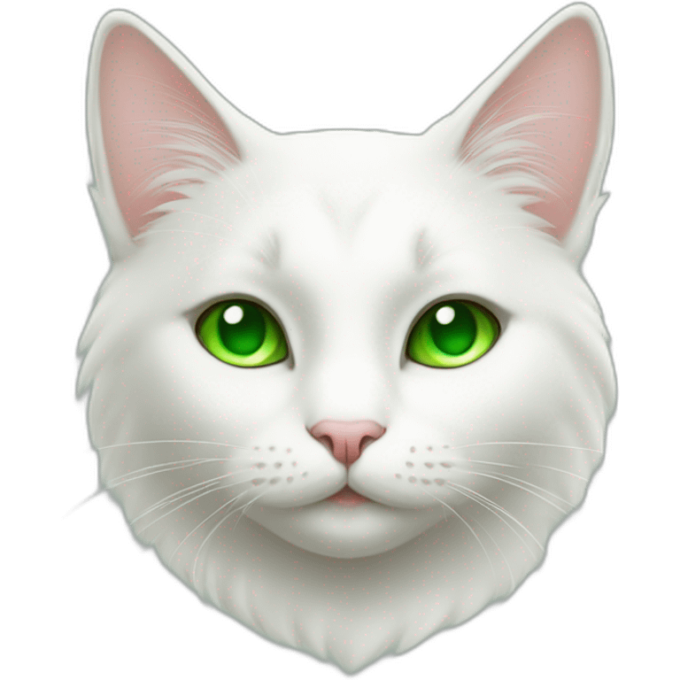 Beautiful white cat with green eyes in heart emoji