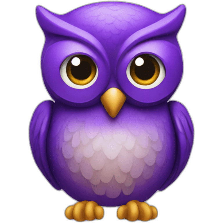 Purple owl with lens eyes smile emoji