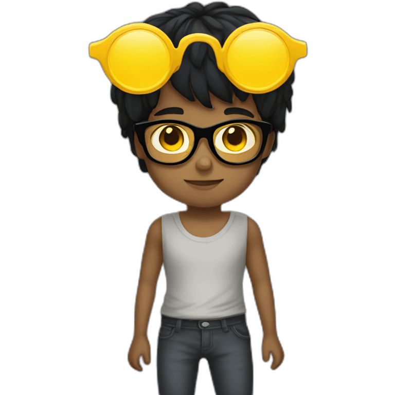 boy with yellow tinted glasses and black hair  emoji