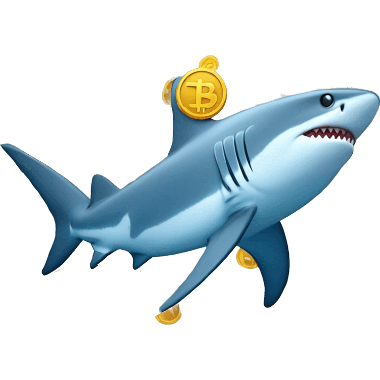 blue shark with cryptocurrency and money emoji