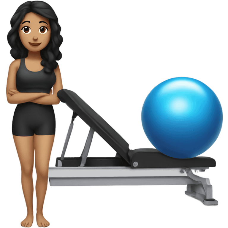 Pilates girl, black hair  emoji