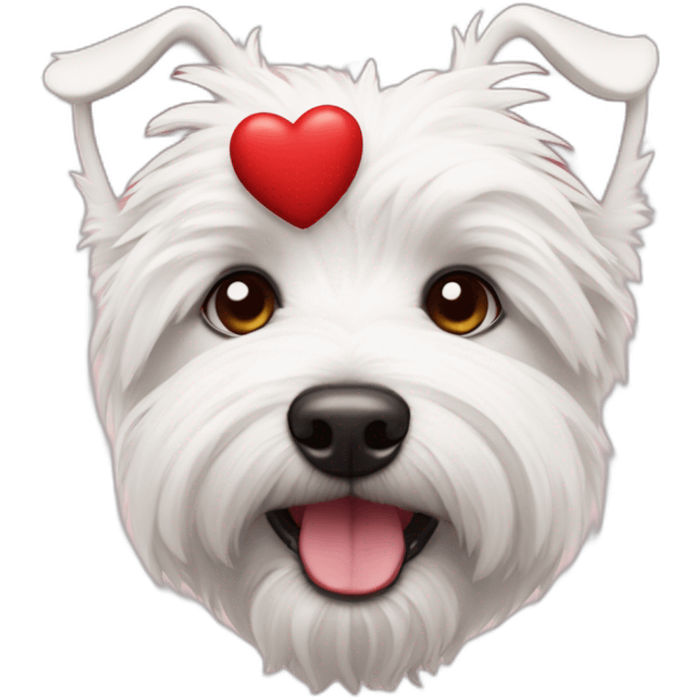 Perro westie con corazones rojos en los ojos emoji