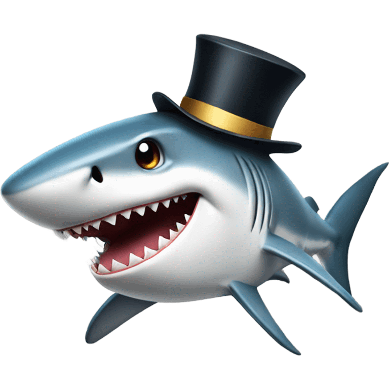 Shark with a top hat emoji