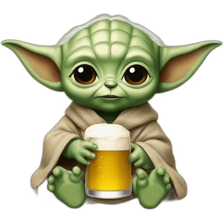 Bébé yoda qui boit une bière emoji