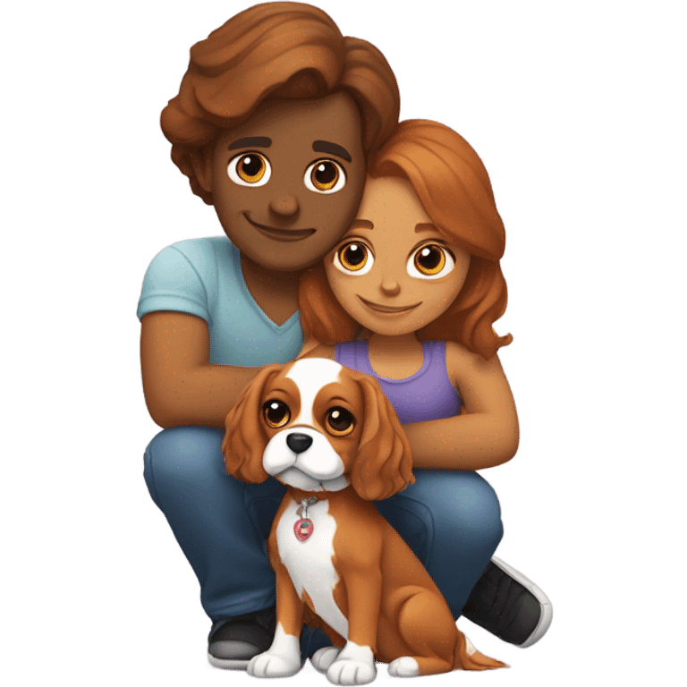 Lovers and cavalier dog emoji