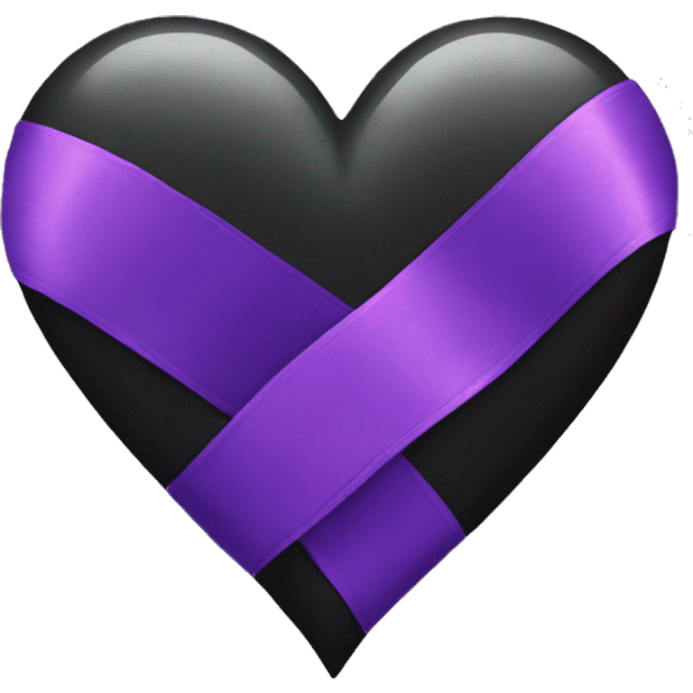 Black, purple heart with ribbon emoji