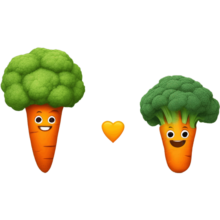 A brocoli who smile hand in Hand with a carrot  emoji