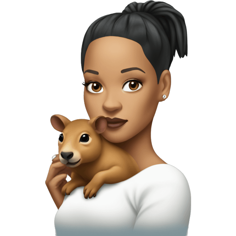 Rihanna holding a capybara emoji