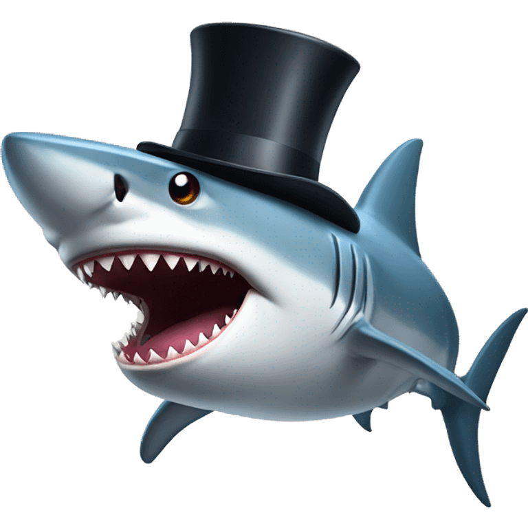 Shark with a top hat emoji