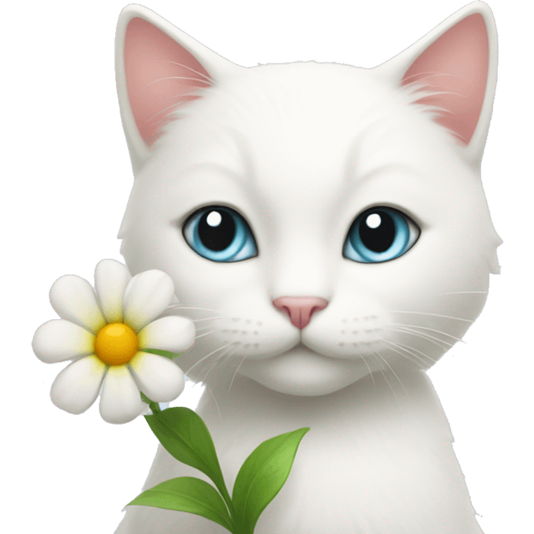 White cat with flower  emoji