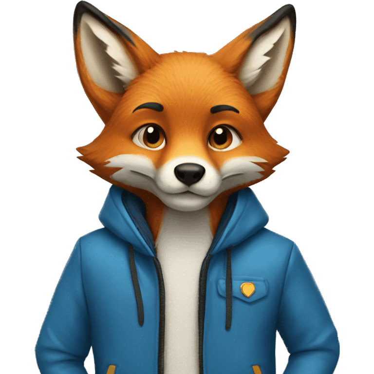 Fox wearing a blue jacket emoji