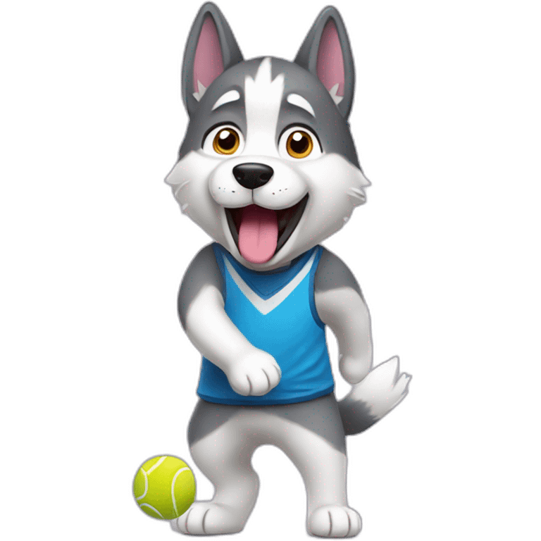 husky playing tennis emoji