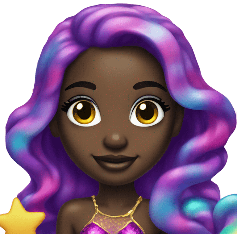 Lisa frank dark skin mermaid emoji