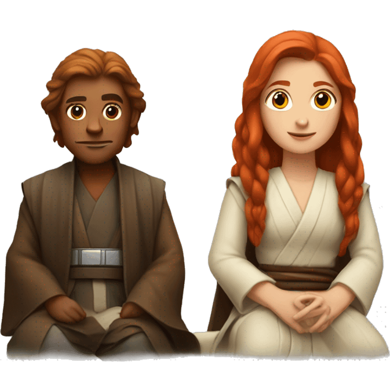 A Jedi sitting with a girl with red long hair  emoji