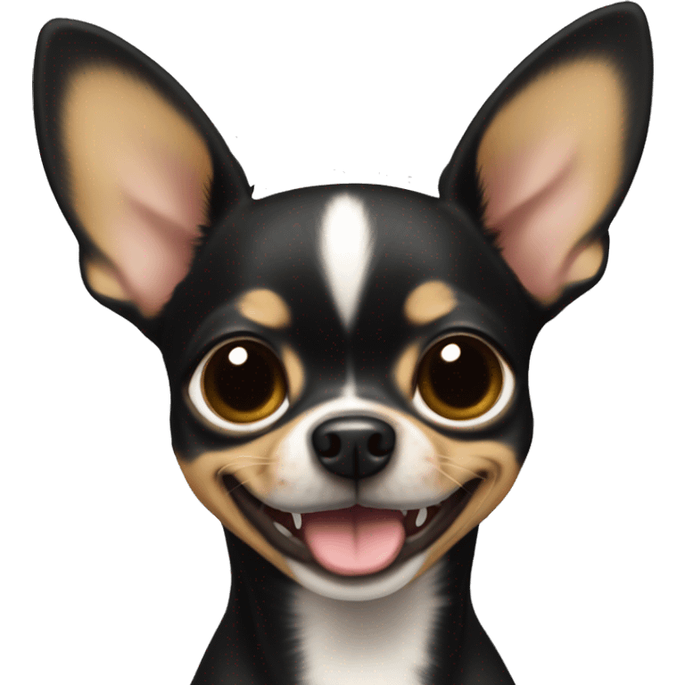 Black snd tan, with no other color of fur, Chihuahua smiling emoji