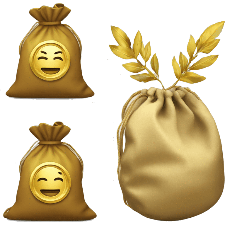 circle gold coin with laurel with bag  emoji