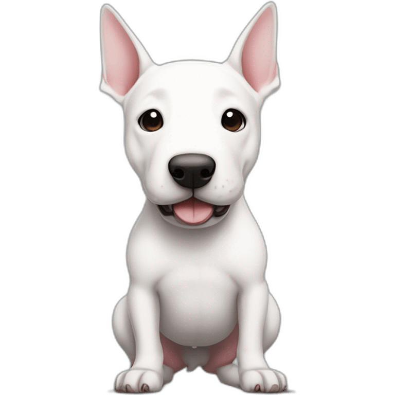 Bull terrier standing up on hind legs standing upright bipedal black emo hair and begs chubby tummy emoji