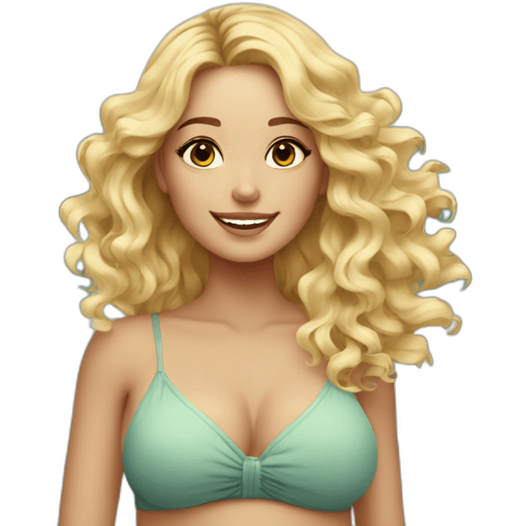 adorable pregnant blond full body beach-wave-hair emoji