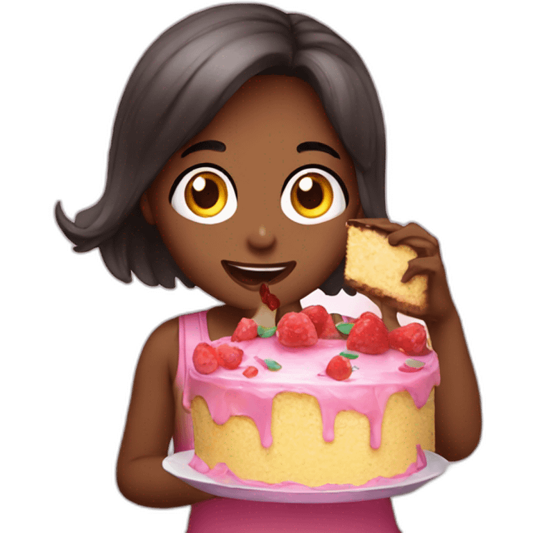 Yummy cake girl eating emoji