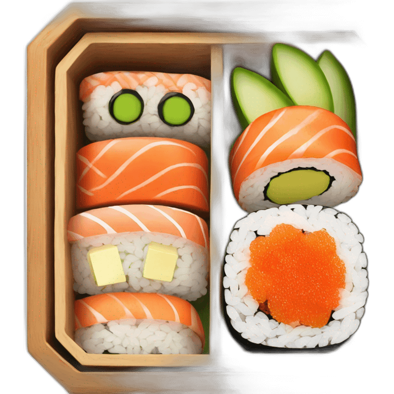 sushi bento wooden box emoji